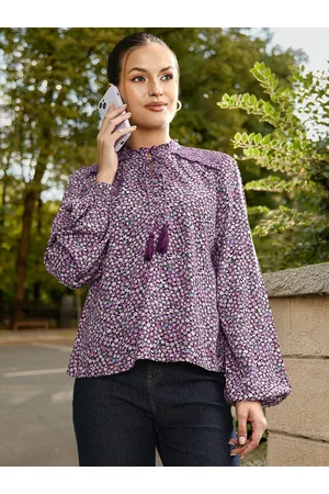 Pepe Jeans Red Floral Print Tie-Up Neck Crepe Top