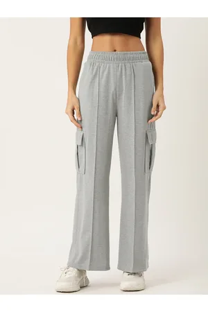 FEMEA Women Solid Cargo Wide Leg Track Pants