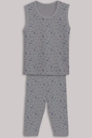 Kanvin Girls Grey Printed Thermal Set