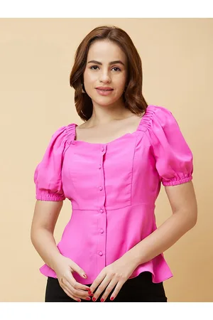 Globus Pink Puff Sleeve Shirt Style Top