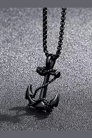 Meenaz Men Anchor-Charm Pendant With Chain