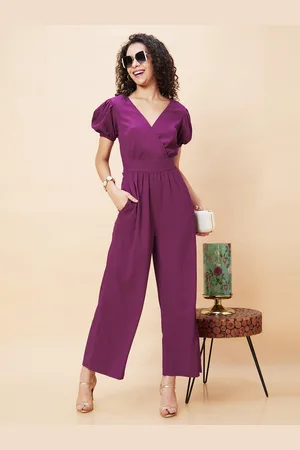 Globus Wrap Neck Back Waist Tie-Up Long Jumpsuit
