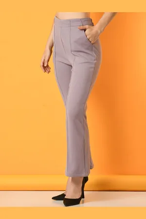 DressBerry Women Lavender Comfort Flared Wrinkle Free Trousers