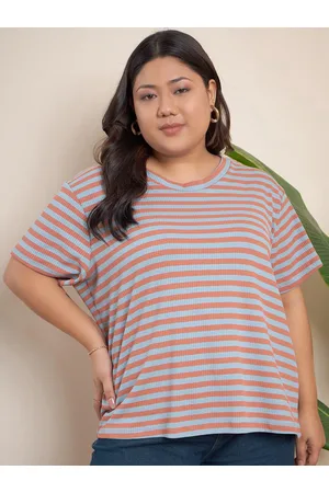 CURVY STREET Plus Size Striped Regular Top