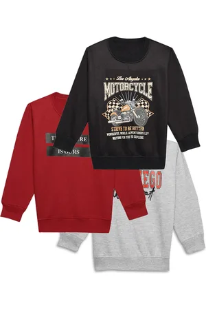 VIMAL JONNEY Kids Pack Of 3 Typography Printed Cotton Fleece Sweatshirt