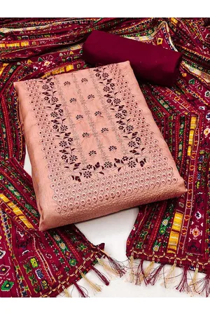 Kalini Ethnic Motifs Embroidered Thread Work Detailed Unstitched Dress Material