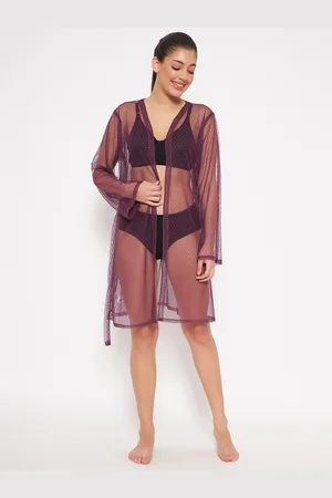 Clovia Embroidered Lace Robe