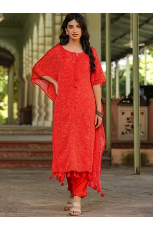 SCAKHI Bandhani Printed Layered Sequinned Kurta With Trousers