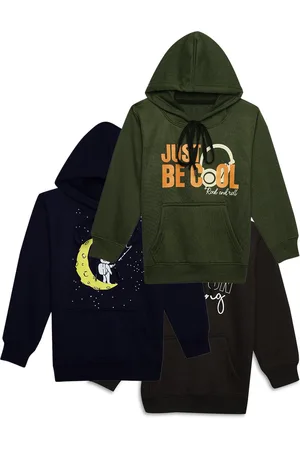 VIMAL JONNEY Kids Pack Of 3 Typography Printed Cotton Fleece Sweatshirt