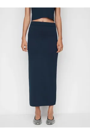 MANGO Solid Midi Straight Skirt