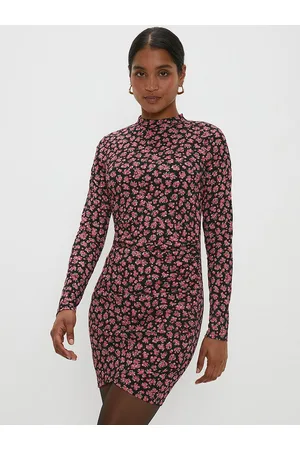 Dorothy Perkins Floral Print Wrap Mini Dress With Ruched Detail