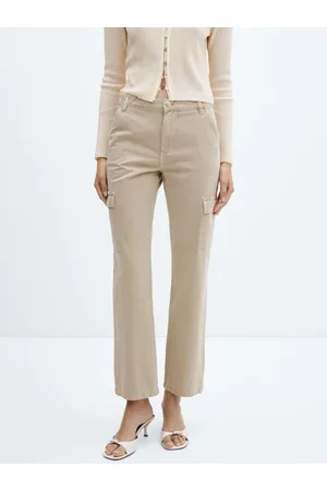 MANGO Women Pure Cotton Straight Fit Cargo Jeans