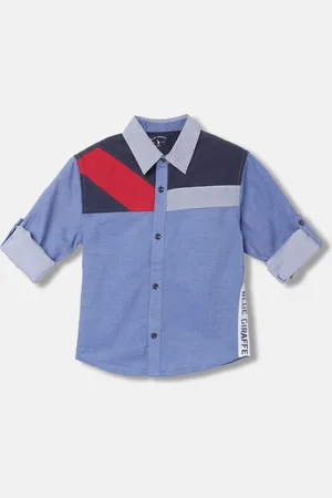 Blue Giraffe Boys Colourblocked Spread Collar Casual Shirt