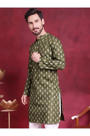 Jompers Ethnic Motifs Printed Band Collar Kurta