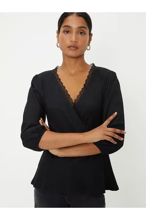 Dorothy Perkins Puff Sleeve Crinkle Jersey Top Wrap Top