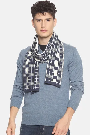 513 Clothing Men Blue & White Checked Muffler