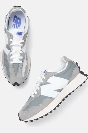 New Balance Men White & Grey Colourblocked Suede Sneakers