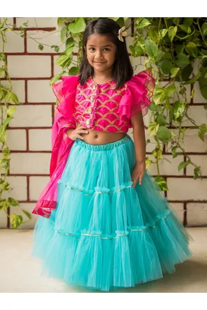 Fairies Forever Girls Embellished Ready to Wear Cotton Lehenga Choli With Dupatta
