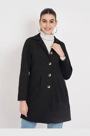 BRINN Notched Collar Hip Length Fleece Overcoat