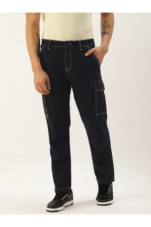 Bene Kleed Men Mid-Rise Relaxed Fit Cargo Jeans with Contrast Stitch