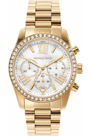 Michael Kors Women White Dial & Gold Toned Straps Lexington Analogue Watch MK7241