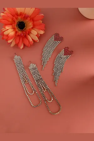 DressBerry Pack Of 2 Gold-Plated Drop Earrings