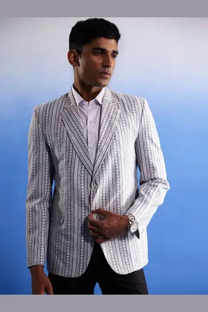 Vastramay Printed Single Breasted Pure Cotton Slim-Fit Blazer
