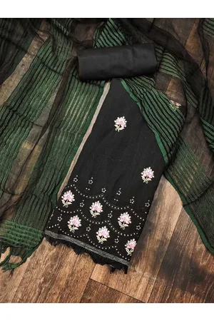 Kalini Ethnic Motifs Embroidered Thread Work Detail Pure Cotton Unstitched Dress Material