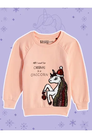 HERE&NOW Girls Flip-Sequin Pure Cotton Sweatshirt