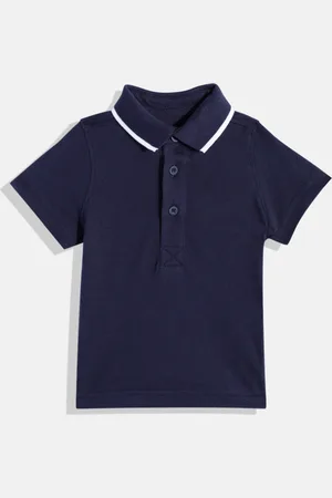 Mothercare Boys Solid Pure Cotton Polo Collar T-shirt