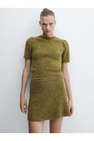 MANGO Knitted Solid Mini Straight Skirt