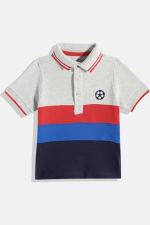 Mothercare Boys Striped Polo Collar Pure Cotton T-shirt