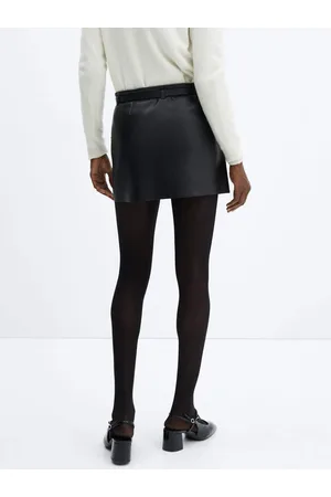 MANGO Faux Leather Straight Mini Skirt with Belt