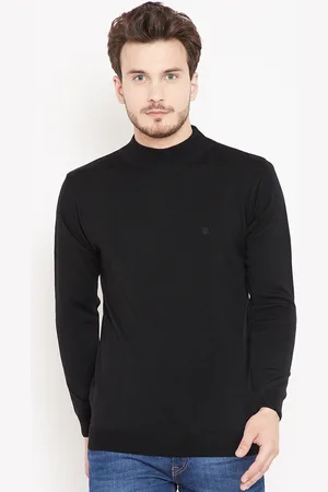 Pierre Carlo Men Black Solid Pullover