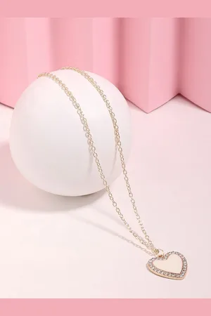 Ami Gold-Plated Austrian Diamonds-Studded & Heart Shape Pendant With Chain