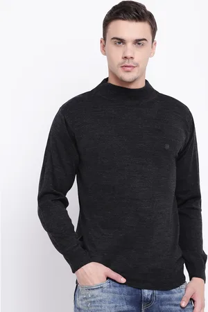 Pierre Carlo Men Charcoal Grey Solid Pullover