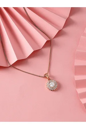 Ami Rose Gold-Plated CZ-Studded Embellished Pendant With Chain