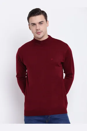 Pierre Carlo Men Maroon Solid Pullover