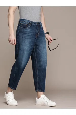 French Connection Men Pure Cotton Loose Fit Cropped Light Fade Mid-Rise Jeans