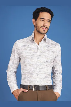 LOUIS STITCH Comfort Geometric Printed Cotton Formal Shirt