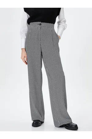 Koton Women Printed High-Rise Parallel Trousers