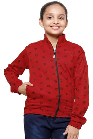 IndiWeaves Girls Floral Printed Fleece Sweatshirt