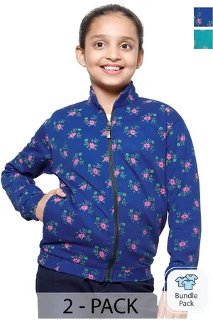 IndiWeaves Girls Pack Of 2 Floral Printed Fleece Sweatshirt