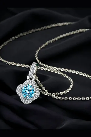 Designs & You Silver-Plated CZ-Studded & Clover-Charm Pendant With Chain