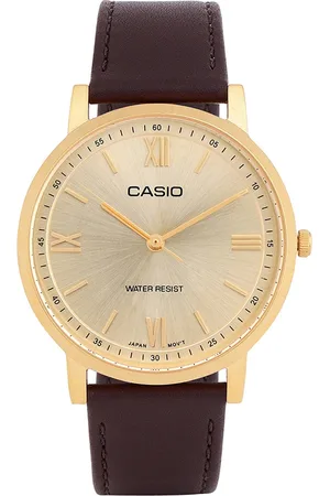Casio Men Leather Straps Water Resistance Analogue Watch A2158