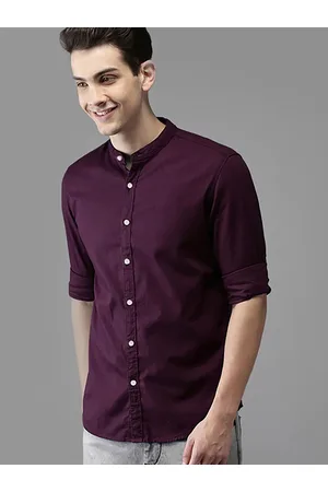 FUBAR Men Purple Slim Fit Opaque Casual Shirt