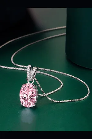 Designs & You Silver Plated Cubic Zirconia Studded Pendant with Chain