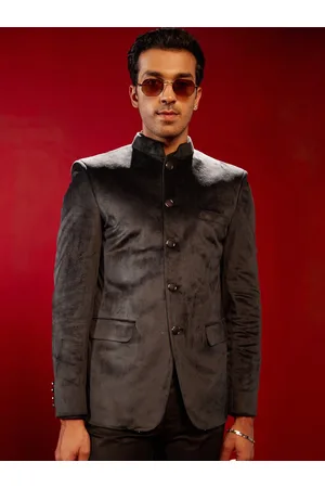 Vastramay Slim Fit Velvet Bandhgala Jodhpuri Blazer
