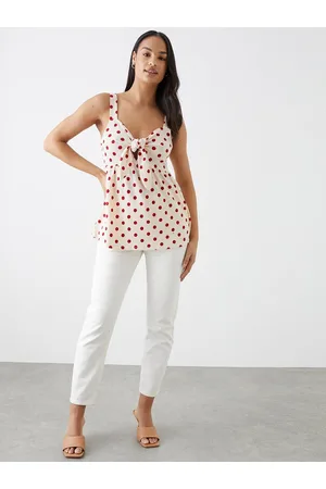 Dorothy Perkins Polka Dot Print Front Knot Top