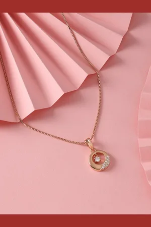 Ami Rose Gold-Plated CZ-Studded & Embellished Pendant With Chain